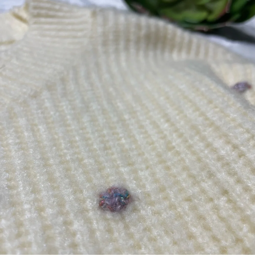 Lou & Grey Shimmer Metallic Polka Dot Wool Blend Tunic Sweater in Cream NWT XS